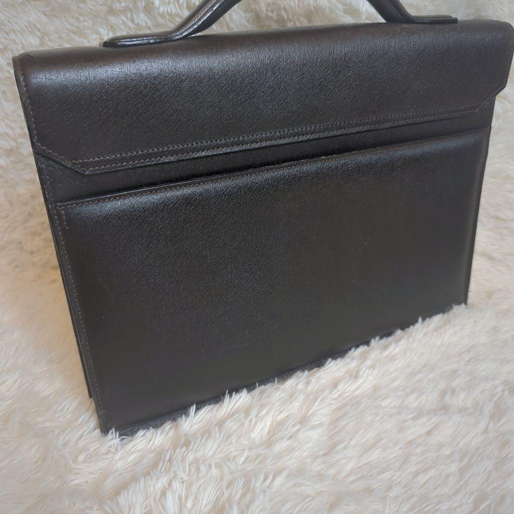 dunhill ダークブラウン レザー ビジネスブリーフケース