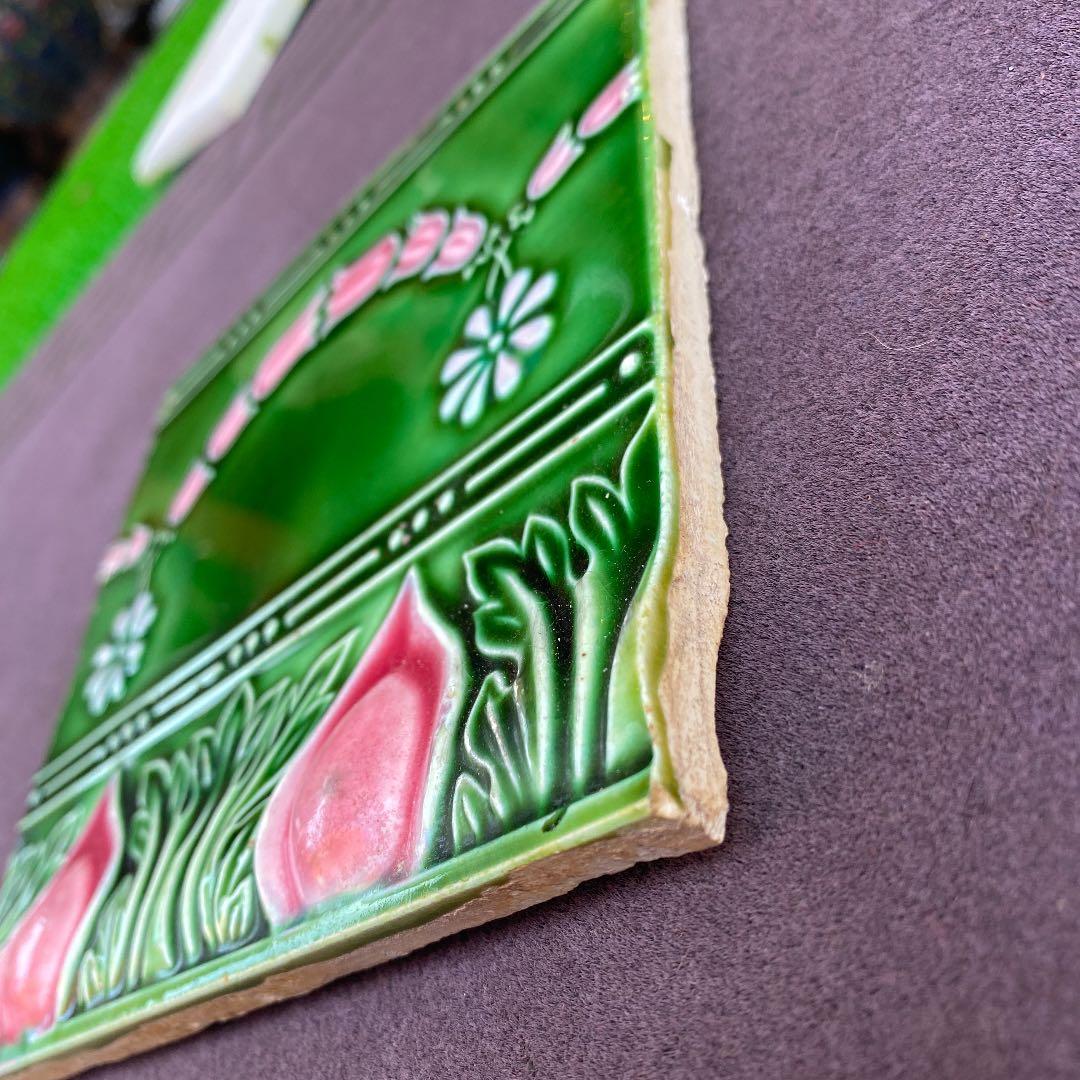 ハンドメイド日本製アンティークマジョリカタイル⑩A4枚セット