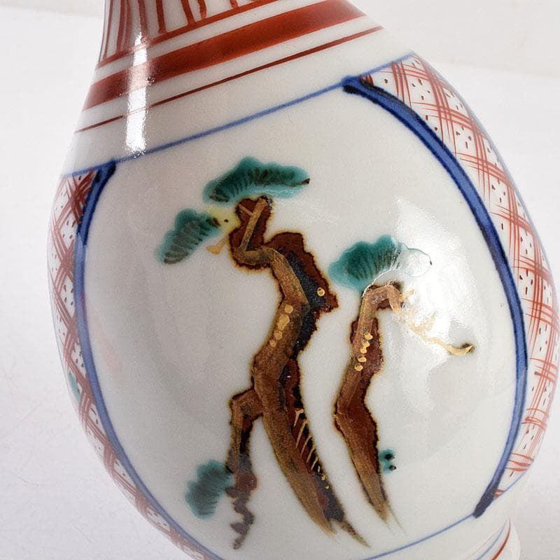 九谷焼 松本佐吉作 色絵松竹梅文 花瓶 共箱 Z 8576 - メルカリ