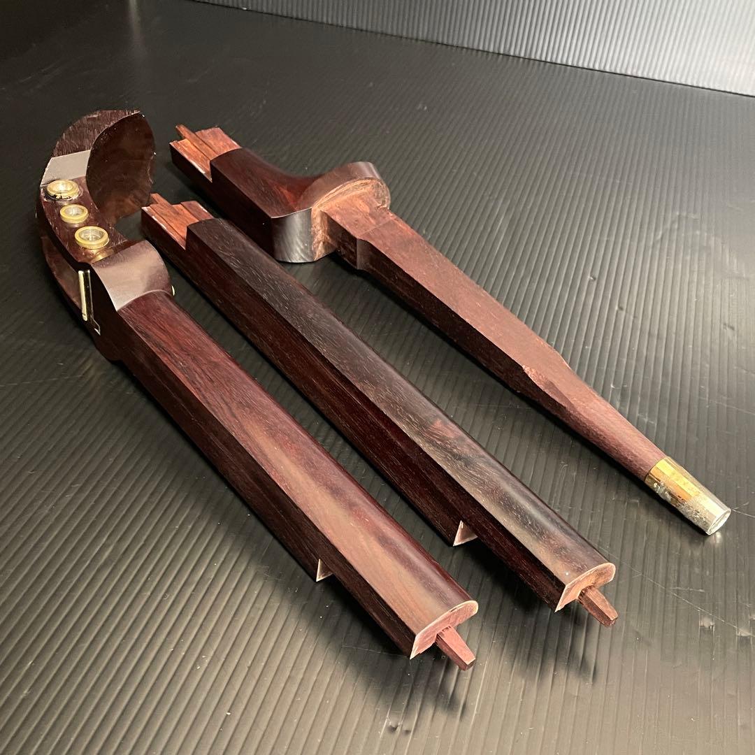 津軽三味線 紫檀 紅木製糸巻き 丸内胴 二本溝 軽量で扱いやすい