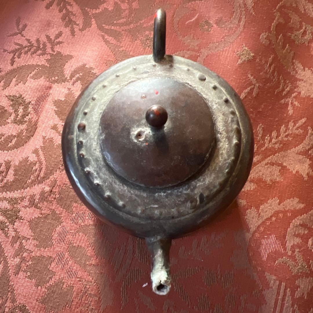 希少 越後太丘焼 織部釉水差 茶道具 明治レトロ