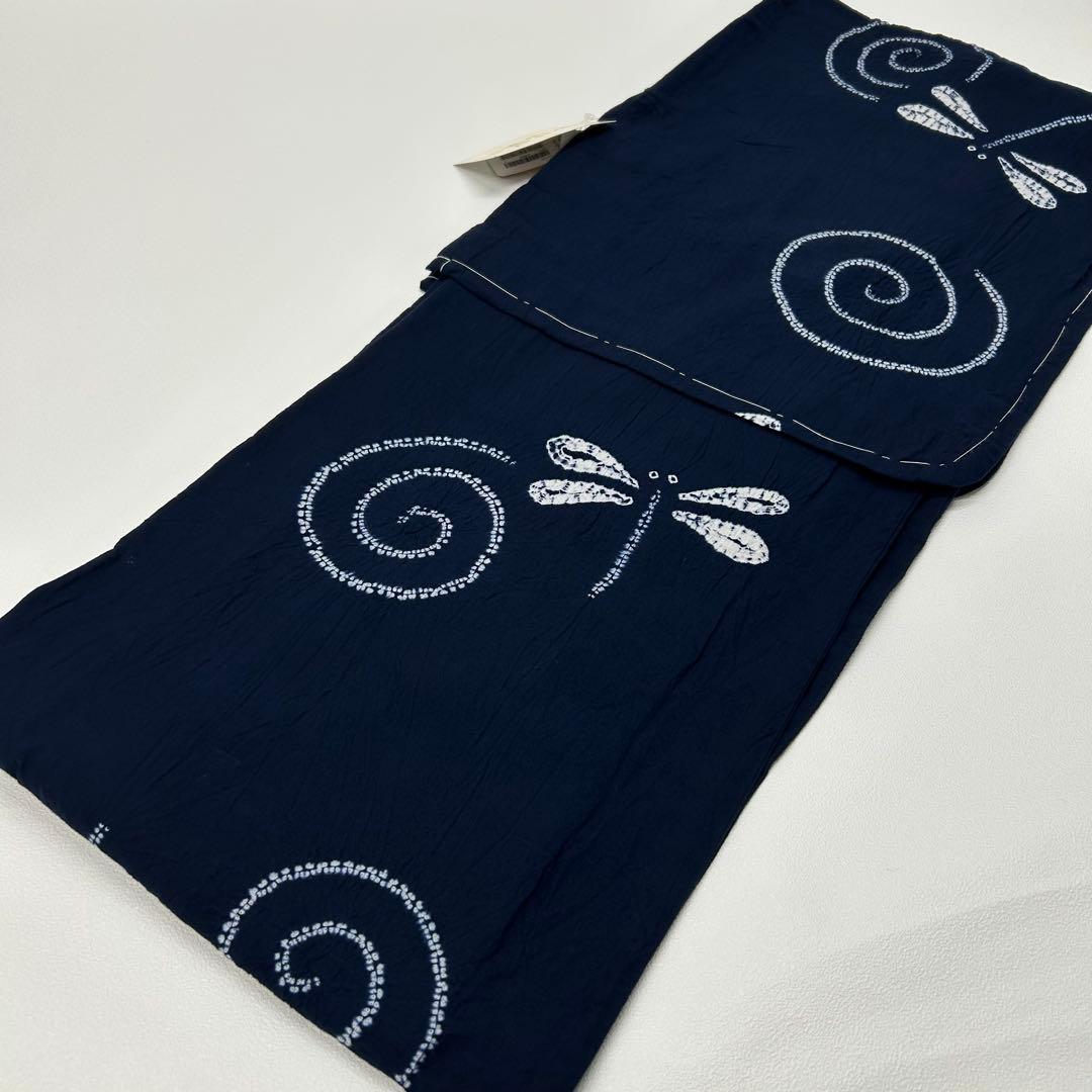 浴衣　絞り浴衣　本場　有松絞り　トンボ　渦　藍紺　新品　未使用　0805⑤