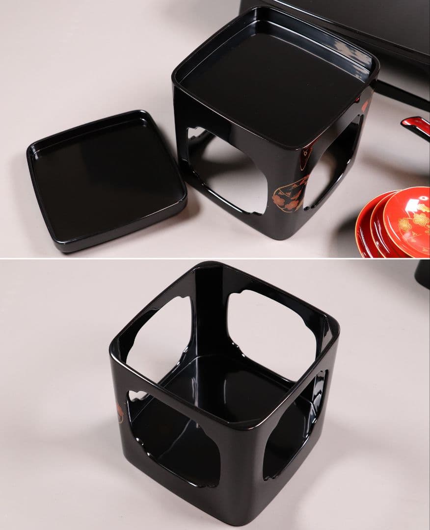 能登輪島塗 柴田屋造 花の丸蒔絵 屠蘇器 共箱 木製漆器 盃 銚子【MA271】