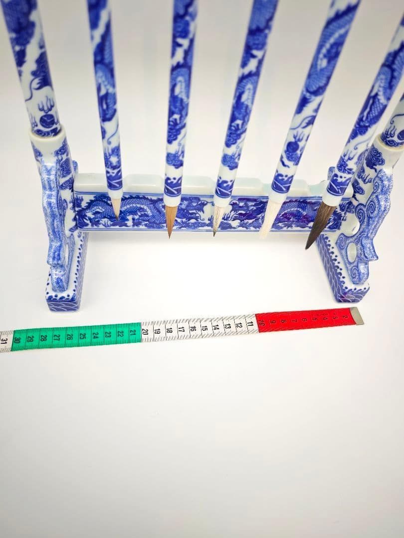 青花 磁器 書道筆掛け 筆置き 中国美術 龍柄 希少 - メルカリ