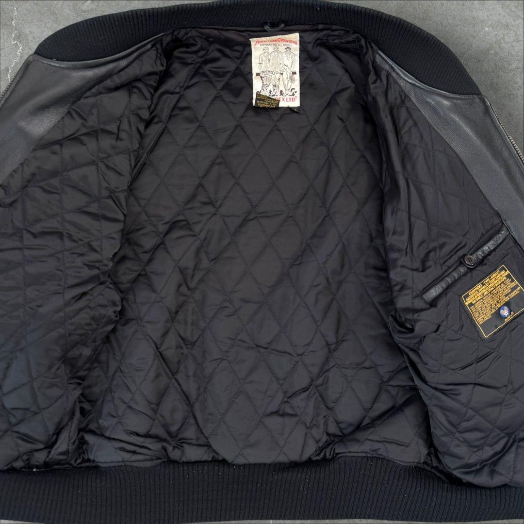 希少 AVIREX アーチロゴ レザージャケット スタジャン ブラック M