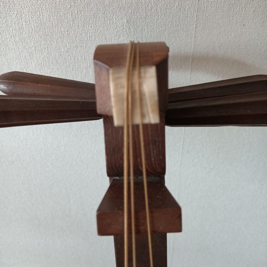 琵琶 木製 4弦 和楽器 スタンド付き