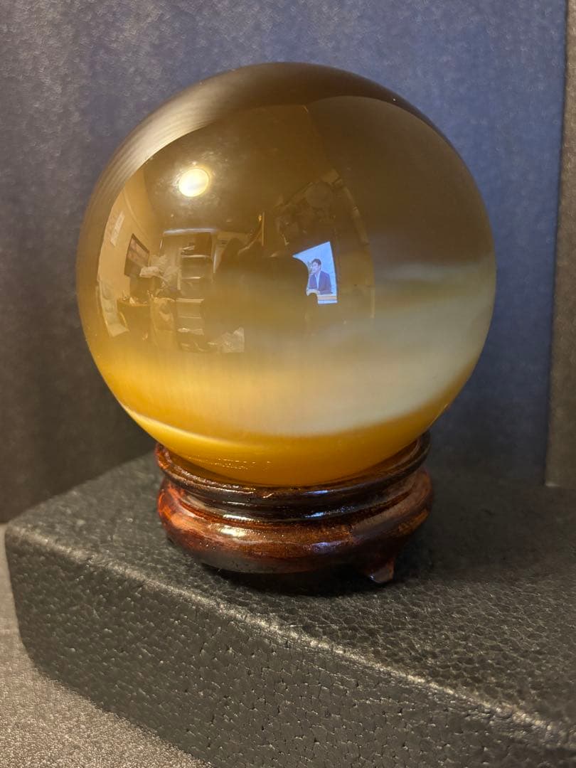 超特大キャッツアイ猫目石球(玉)開運パワーストーン！9.5cm