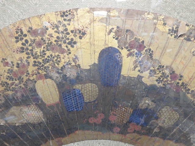 金地鳥籠扇面画額　一対　M１３６８