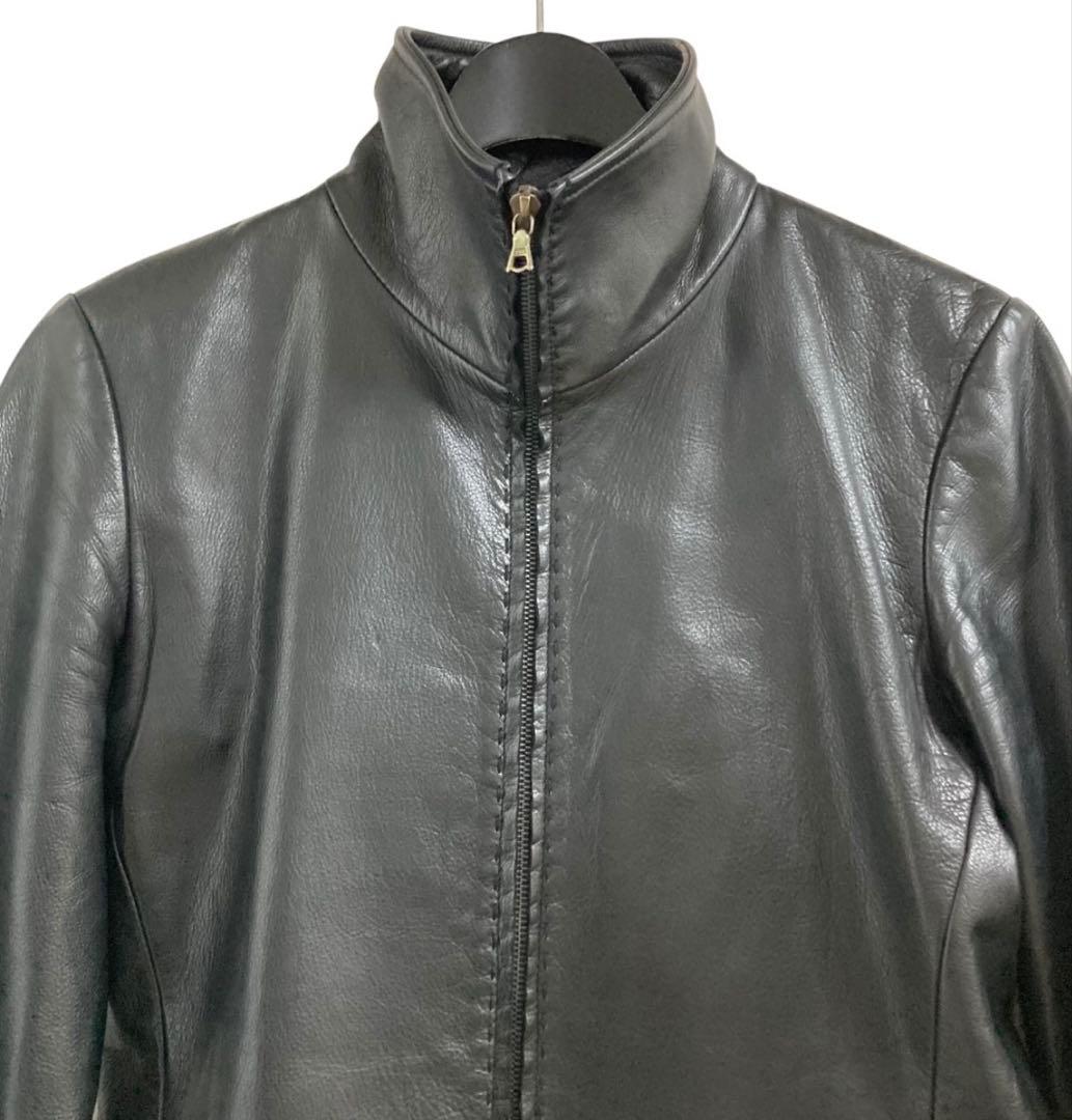 Wjk ブラックレザーシングルライダースジャケット