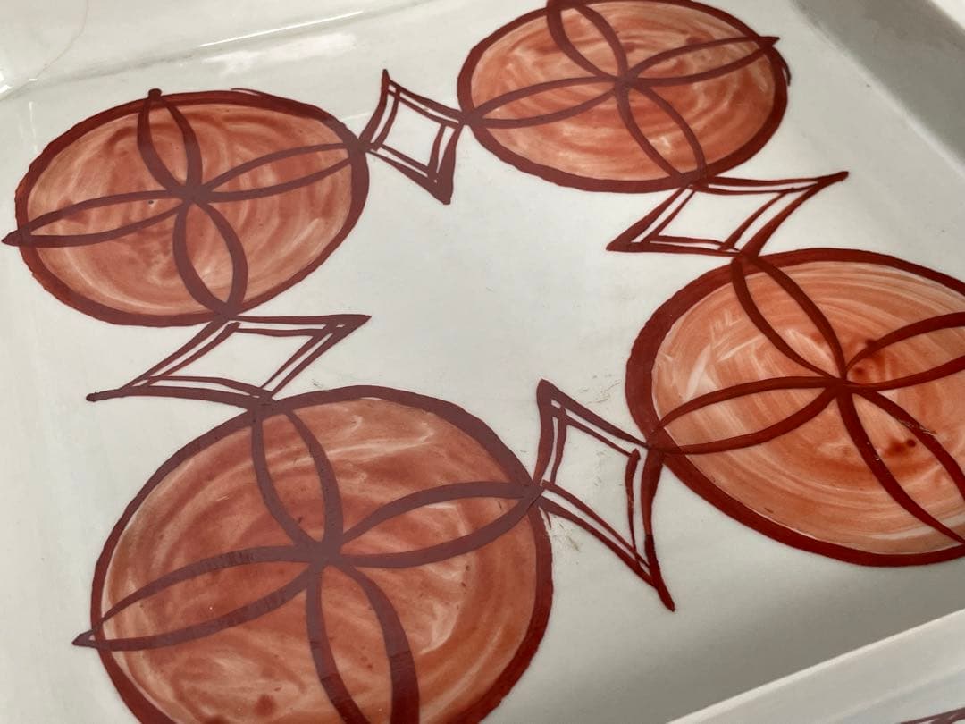 2陶芸家 上田恒二 木野皿山 赤絵 角皿 折敷 盆 民藝 船木