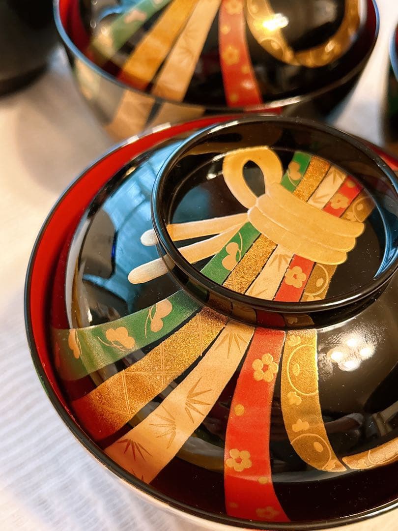 高級輪島塗 熨斗蒔絵 煮物椀五客