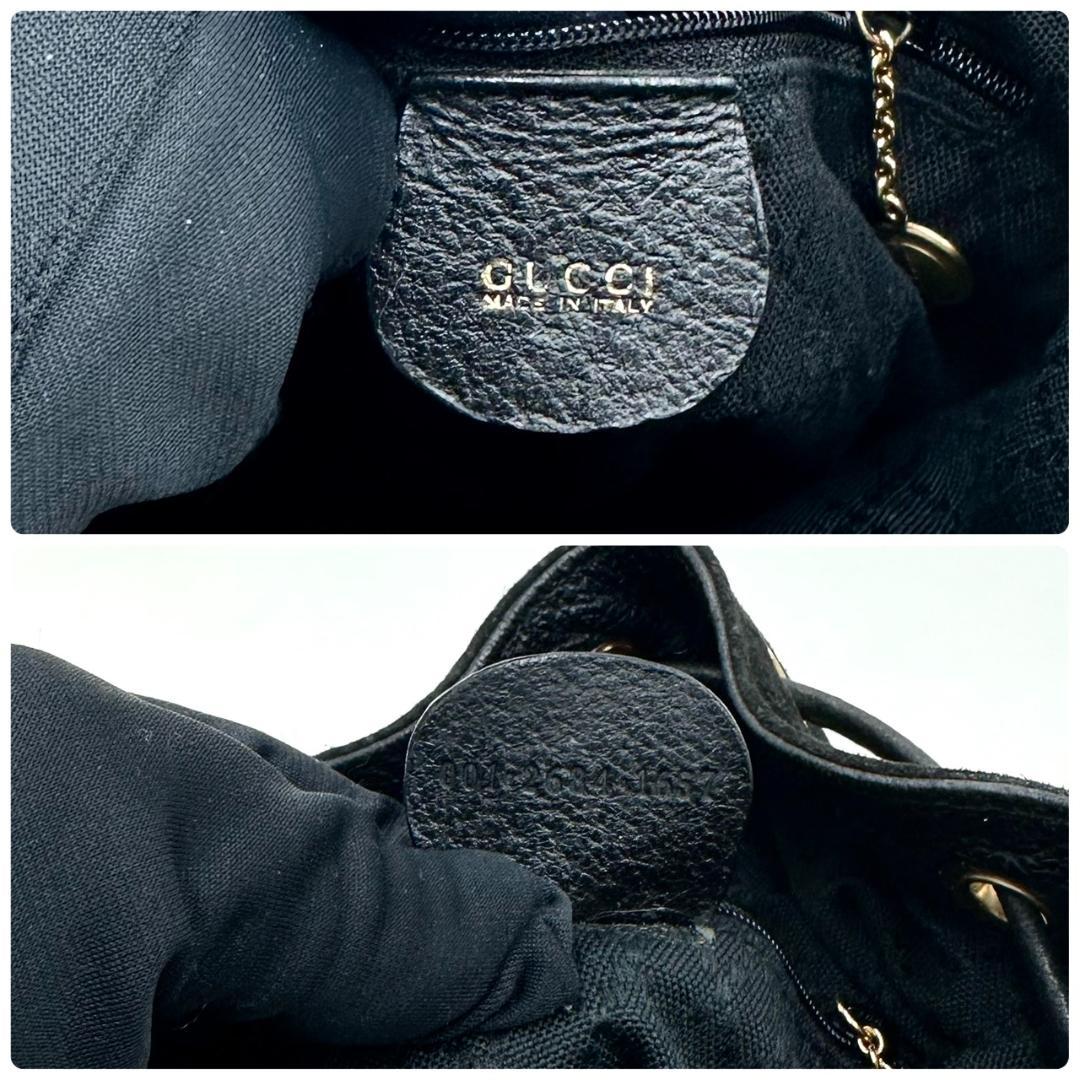 GUCCI グッチ バンブー 巾着 2way ハンドバッグ ショルダーバッグ 黒