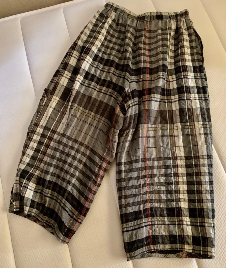 慈雨　チェック柄 サルエルパンツ ブラック グレー