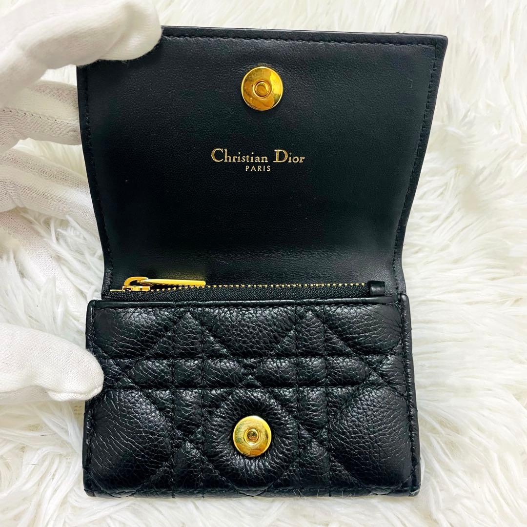 ディオール✨二つ折り財布 ケース グレインレザー カロ ブラック 現行