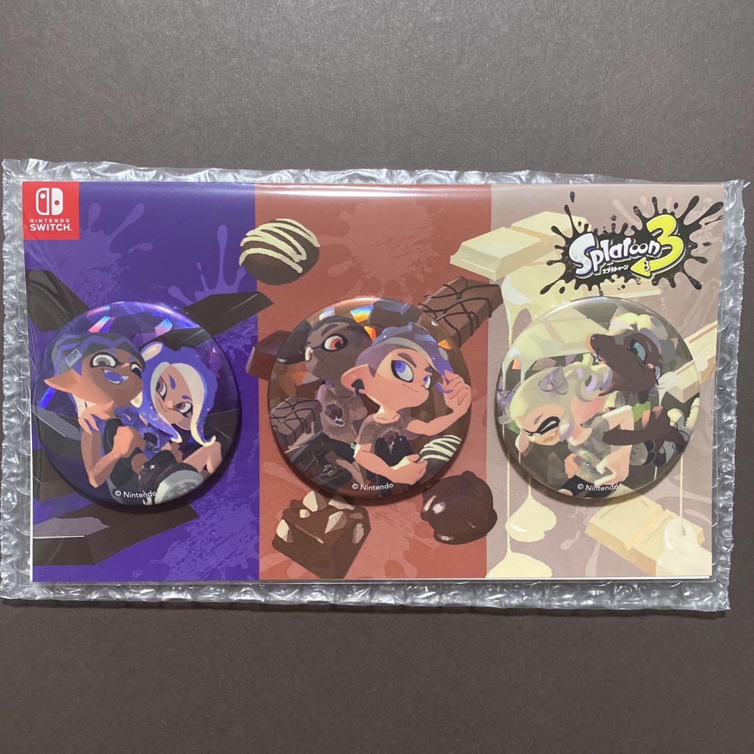 スプラトゥーン3 缶バッジ3種セット チョコレートフェス Splatoon3