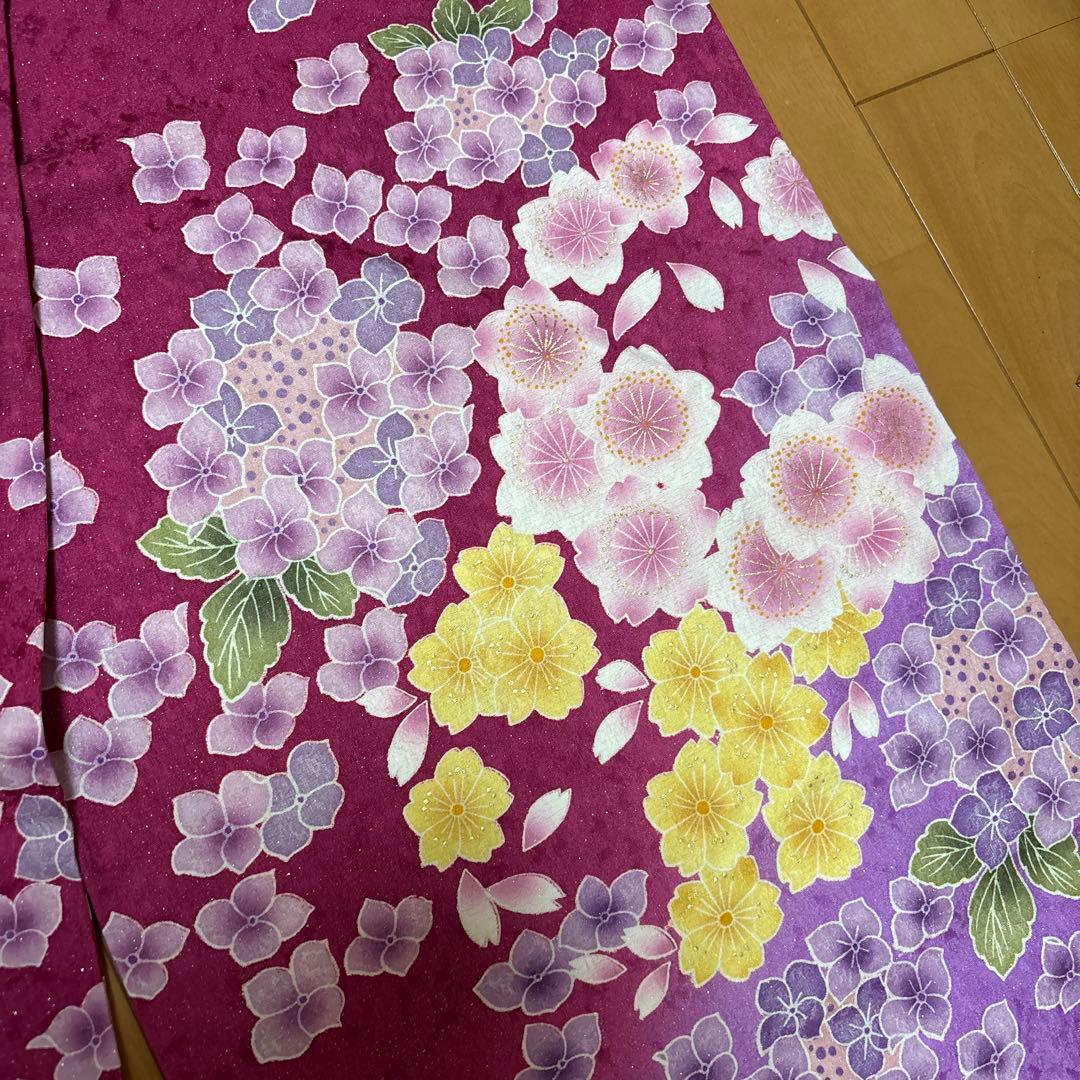 6/25】振袖☆桜・紫陽花柄（紫色）