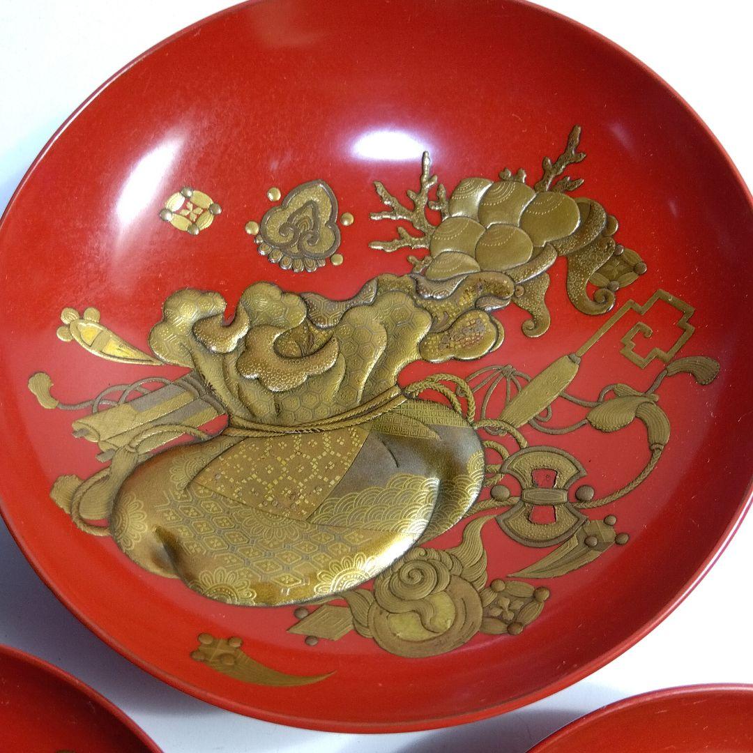 加賀蒔絵 高蒔絵祝い盃 三ッ組盃 漆芸 時代高級高蒔絵盃 大正期 黒塗共