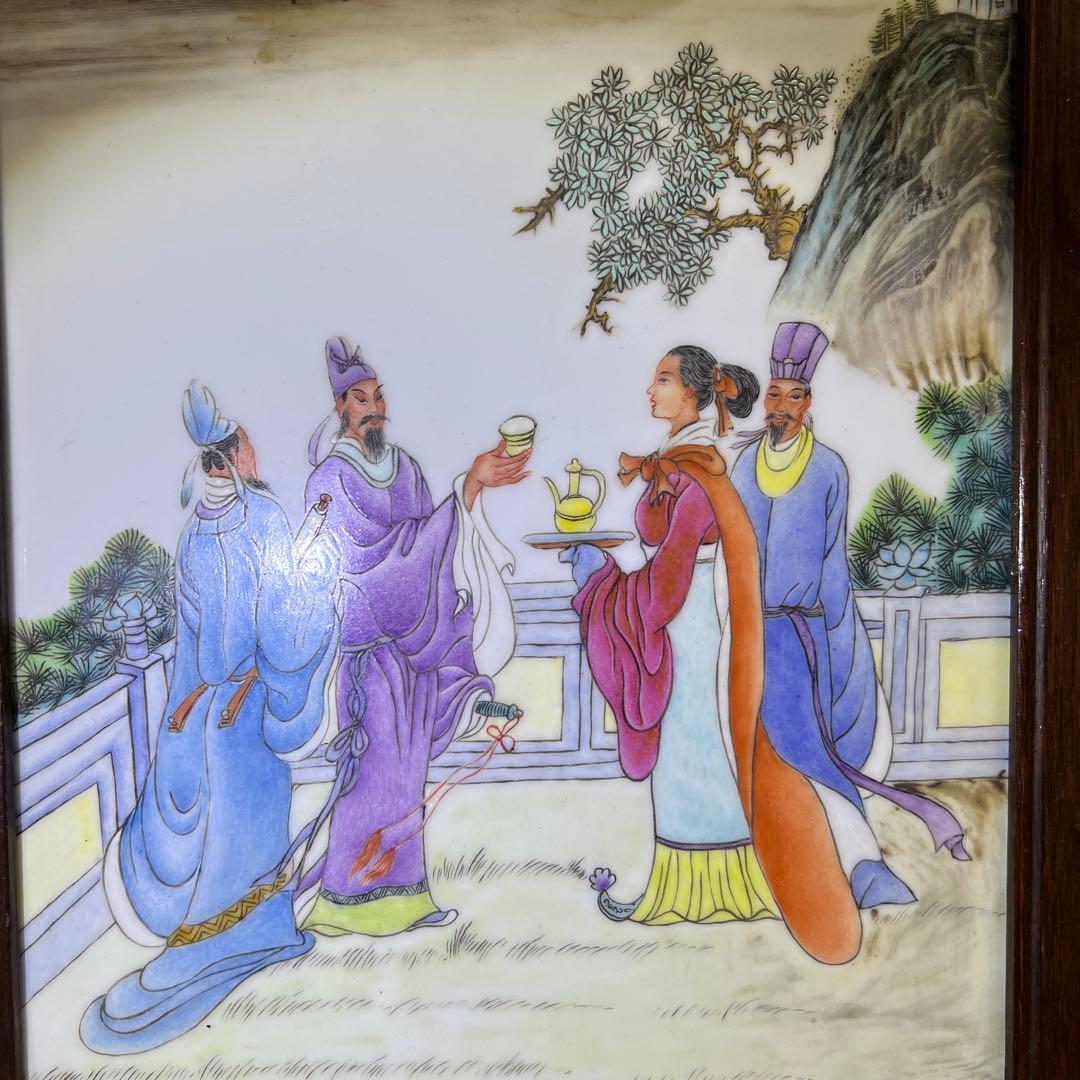 中国美術 粉彩陶板画 縦約56㎝ 東Y8-0205☆2Fトヒサ - メルカリ