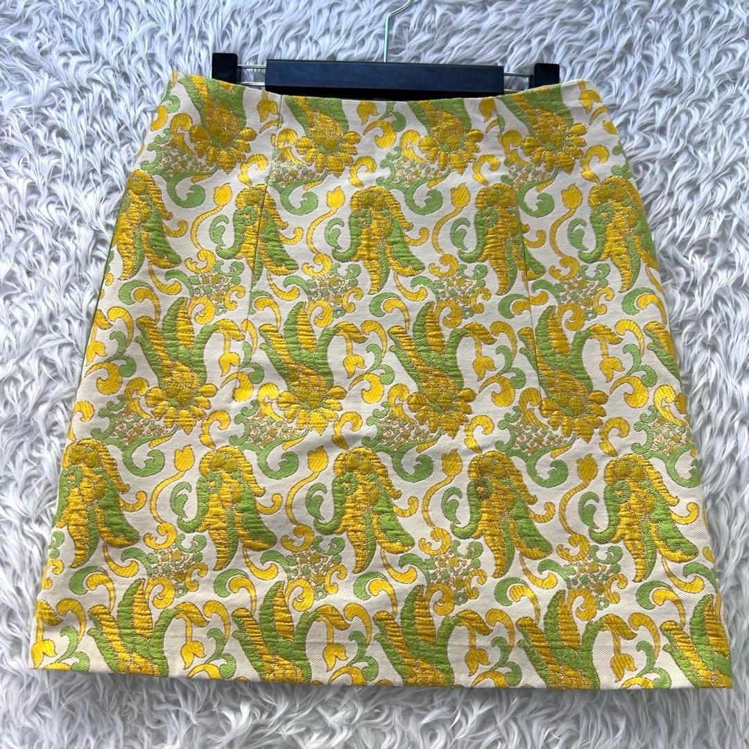 プラダ PRADA レディース 総柄刺繍 膝丈 シルク混 スカート