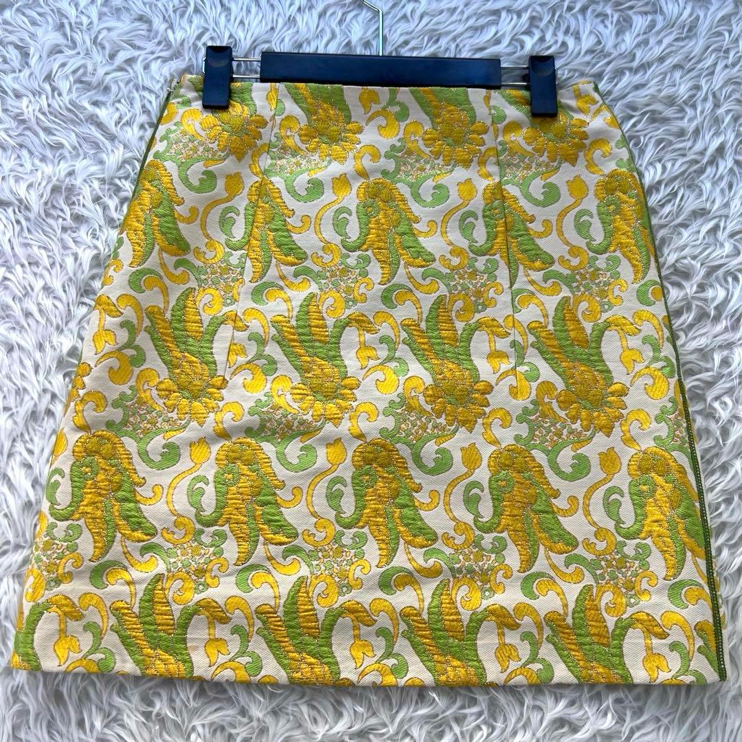 プラダ PRADA レディース 総柄刺繍 膝丈 シルク混 スカート