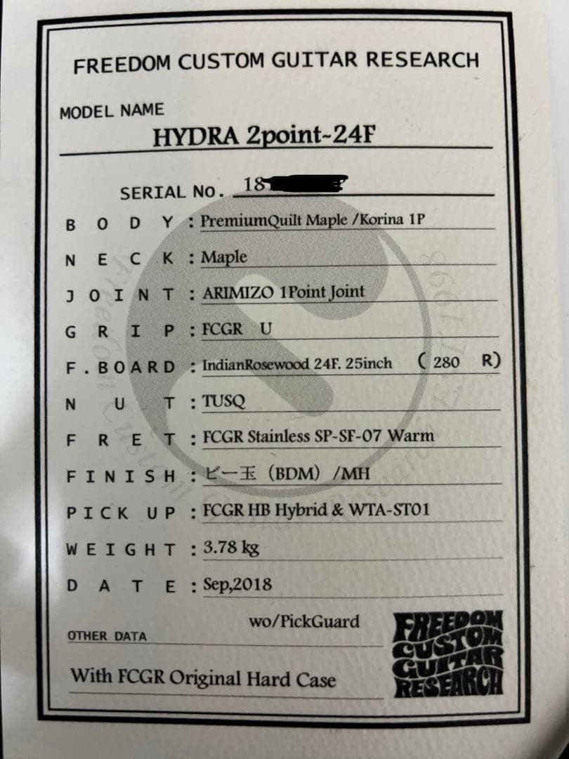 freedomcustomguitarresearchハイドラ