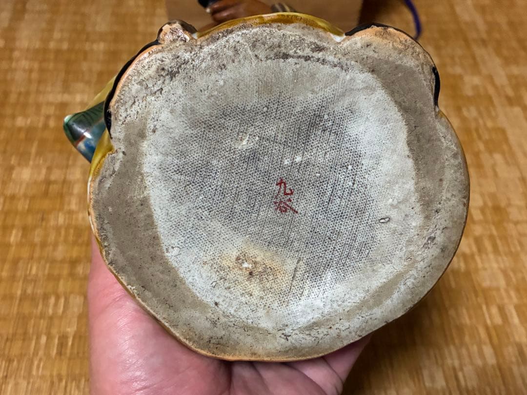 九谷焼 古九谷 金彩 色絵 寿老人 木箱付 33.0㎝！ 九谷焼 金彩 色絵