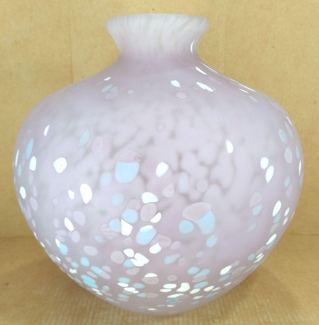 本物保証】藤田喬平 手吹 金彩 花瓶(薄紫,水色,白,金彩) 共箱 栞 極美