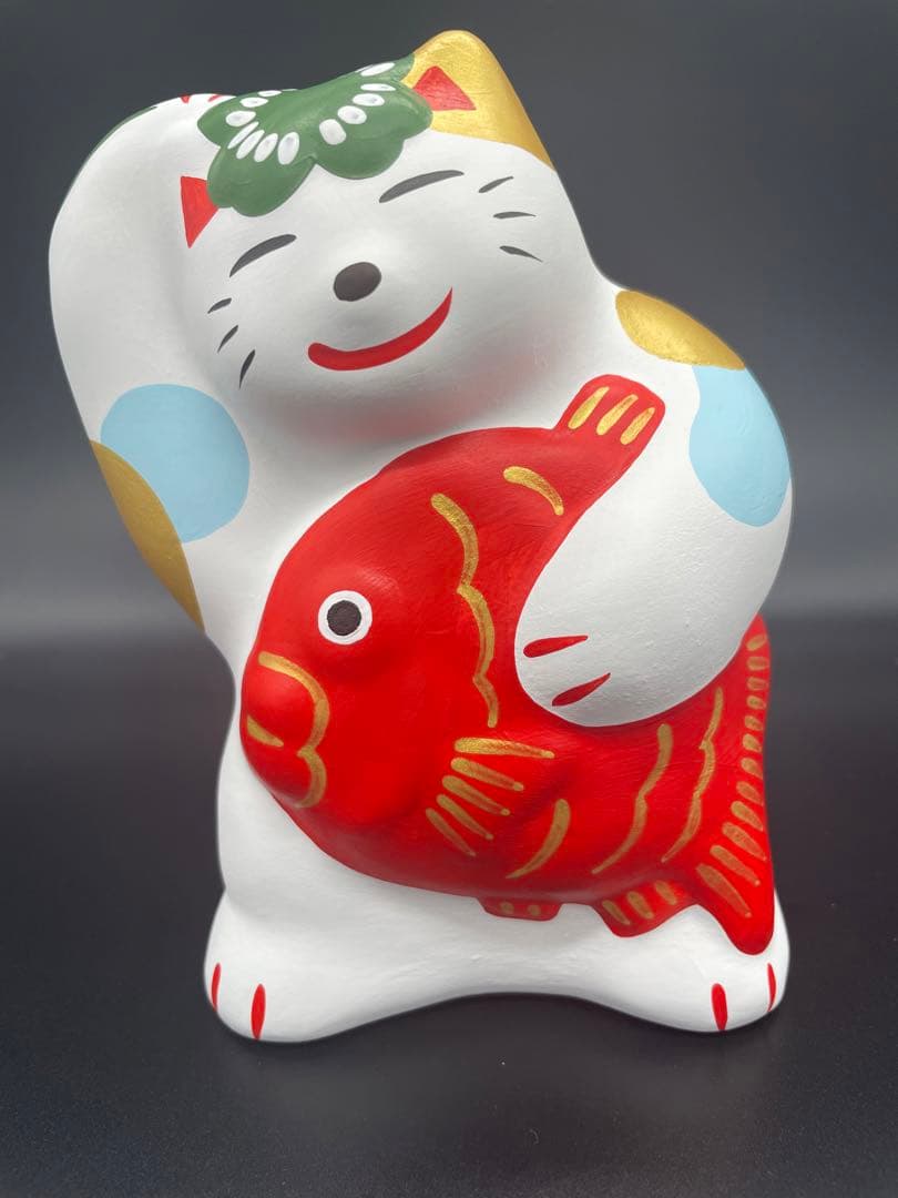 工房 輪葉葉 招き猫 赤たい猫