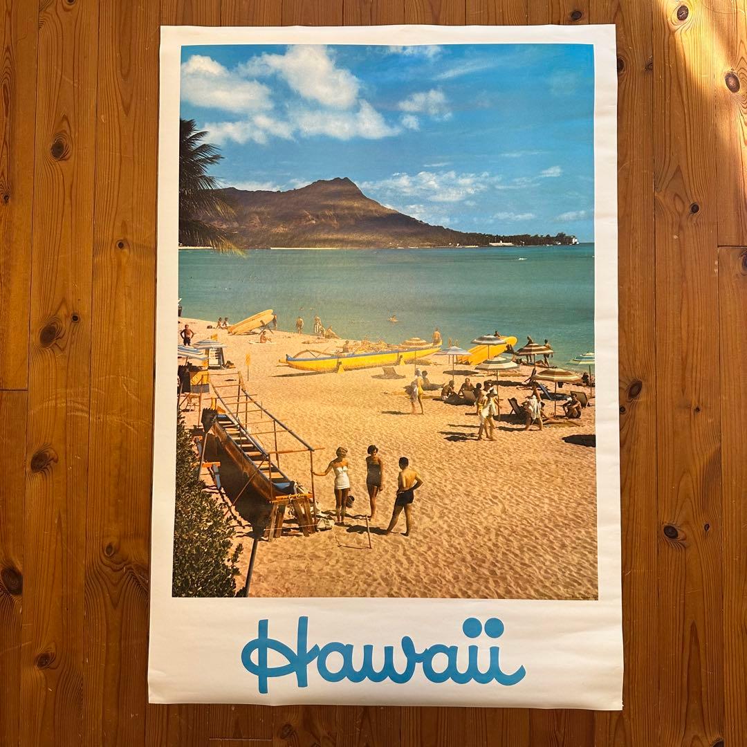 未使用品70sオリジナルhawaii ハワイ観光局プロモーションポスターワイキキ