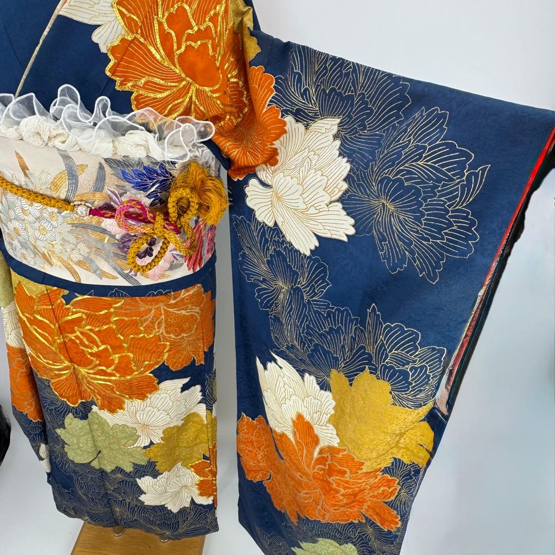 振袖フルセット 青系 成人式 結婚式 お祝い 金駒刺繍 豪華