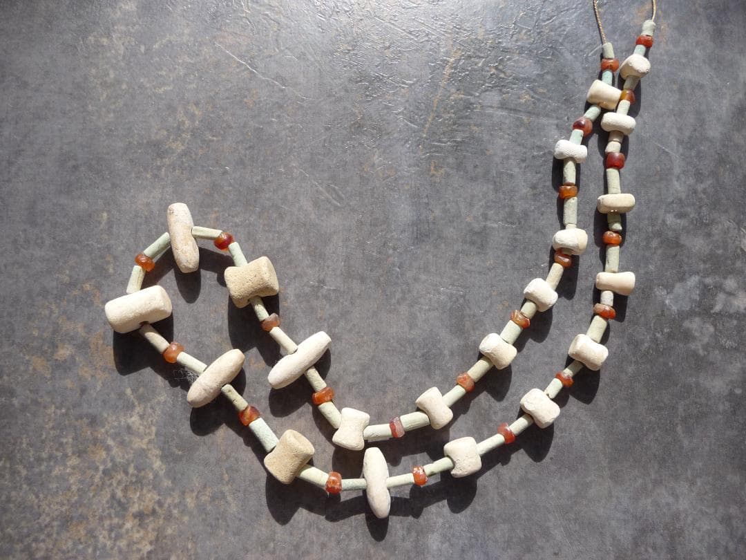 年末セール】古代 ファイアンスビーズ オリジナル ネックレス連