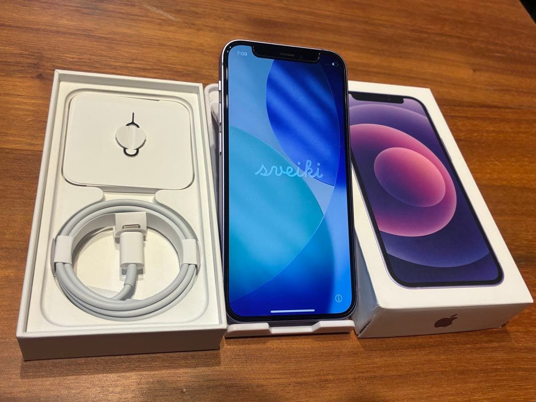 iPhone12mini 256GBパープル美品 バッテリー99% 箱ケーブル付 アップル