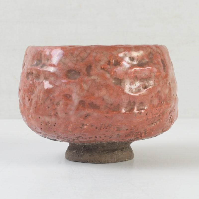 茶道具 芳幽軒 加藤石春作 立田錦 赤楽茶碗 共箱 V