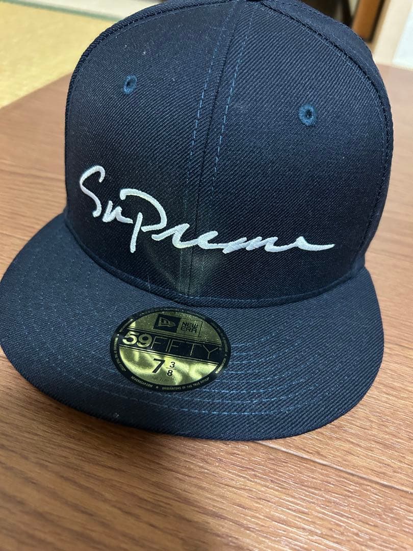 Supreme ネイビー キャップ 7 3/8