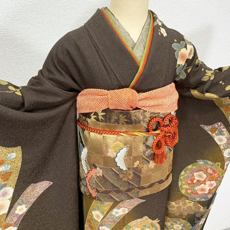 美品 辻ヶ花 金通し 花絞り モダン 秀品 振袖 フルセット 振り袖