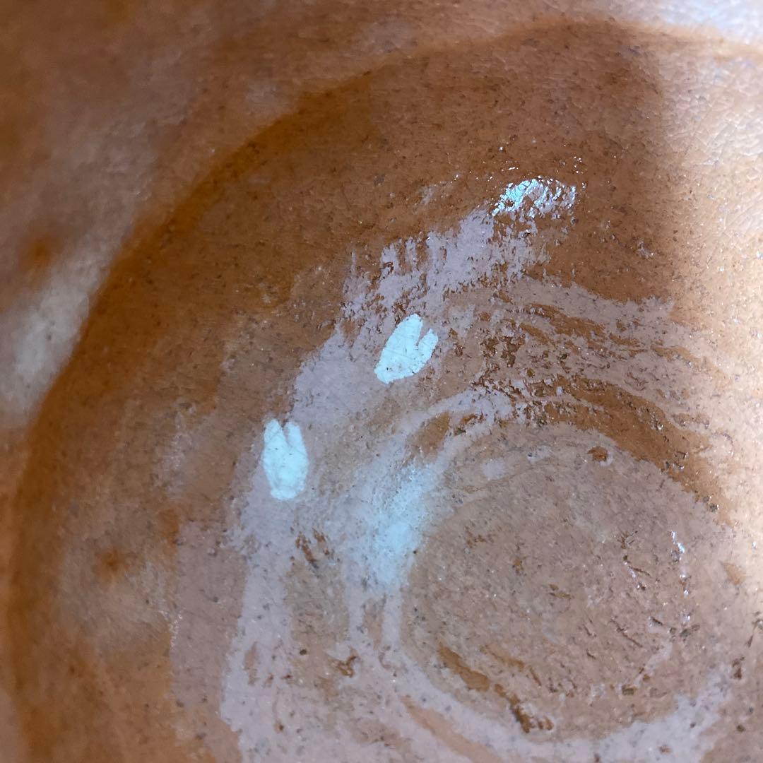 吉村重生（楽入）造 赤楽桜柄茶碗 共箱 栞付き 京焼