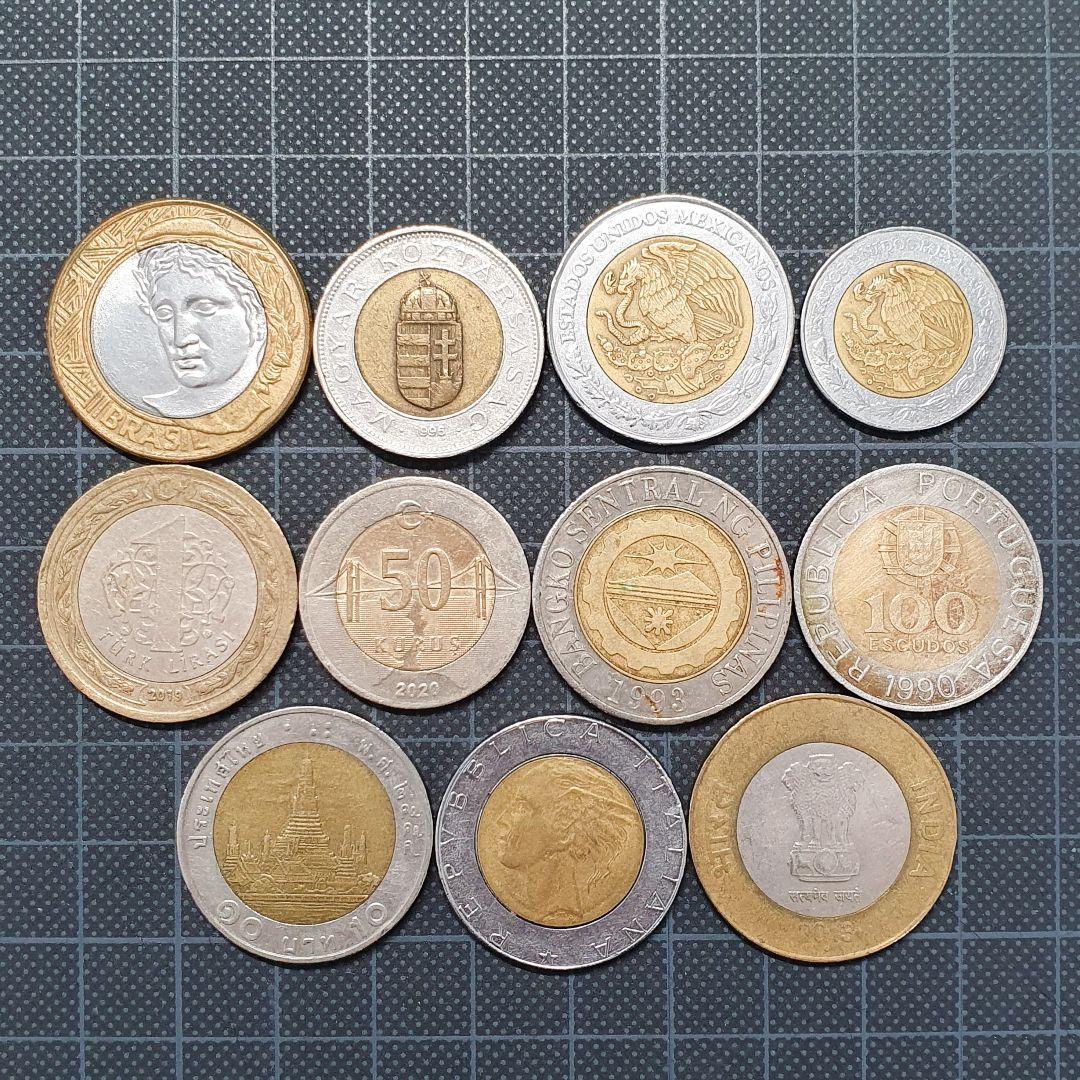 世界のバイメタルコイン11枚セット 外国コイン 海外コイン - メルカリ