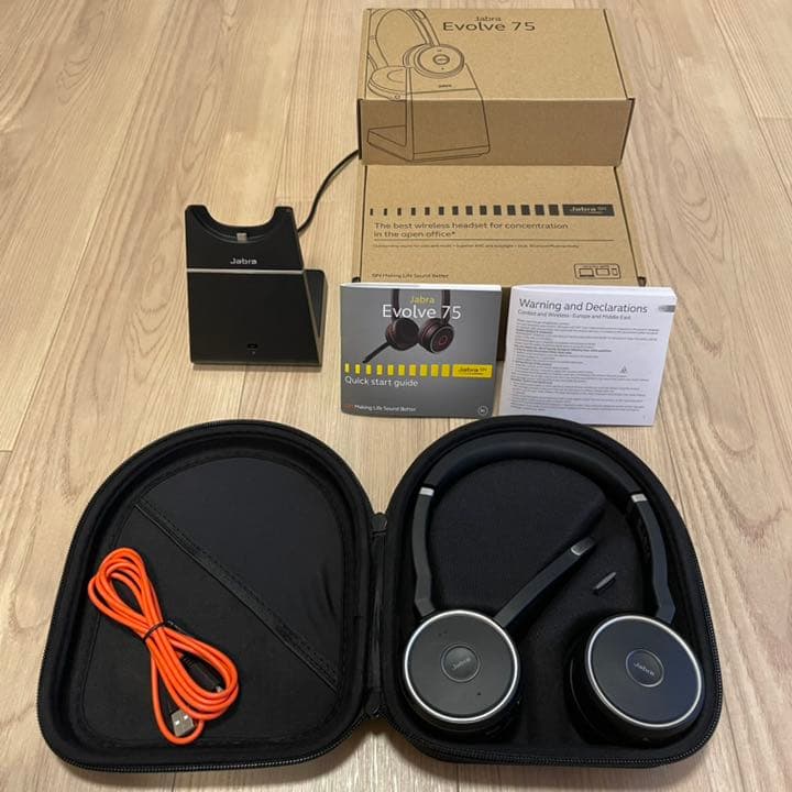 Jabra ファッション Evolve 75 ワイヤレスヘッドセット 充電スタンド付き