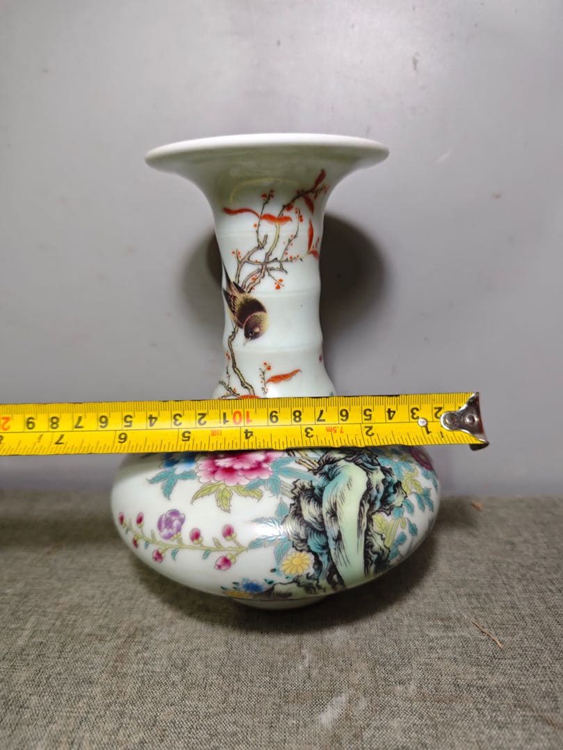 旧蔵清国乾隆年 粉彩 花瓶 置物インテリア