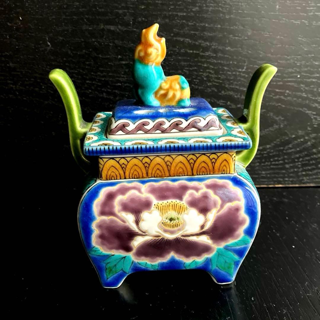 九谷焼香炉 牡丹紋香炉