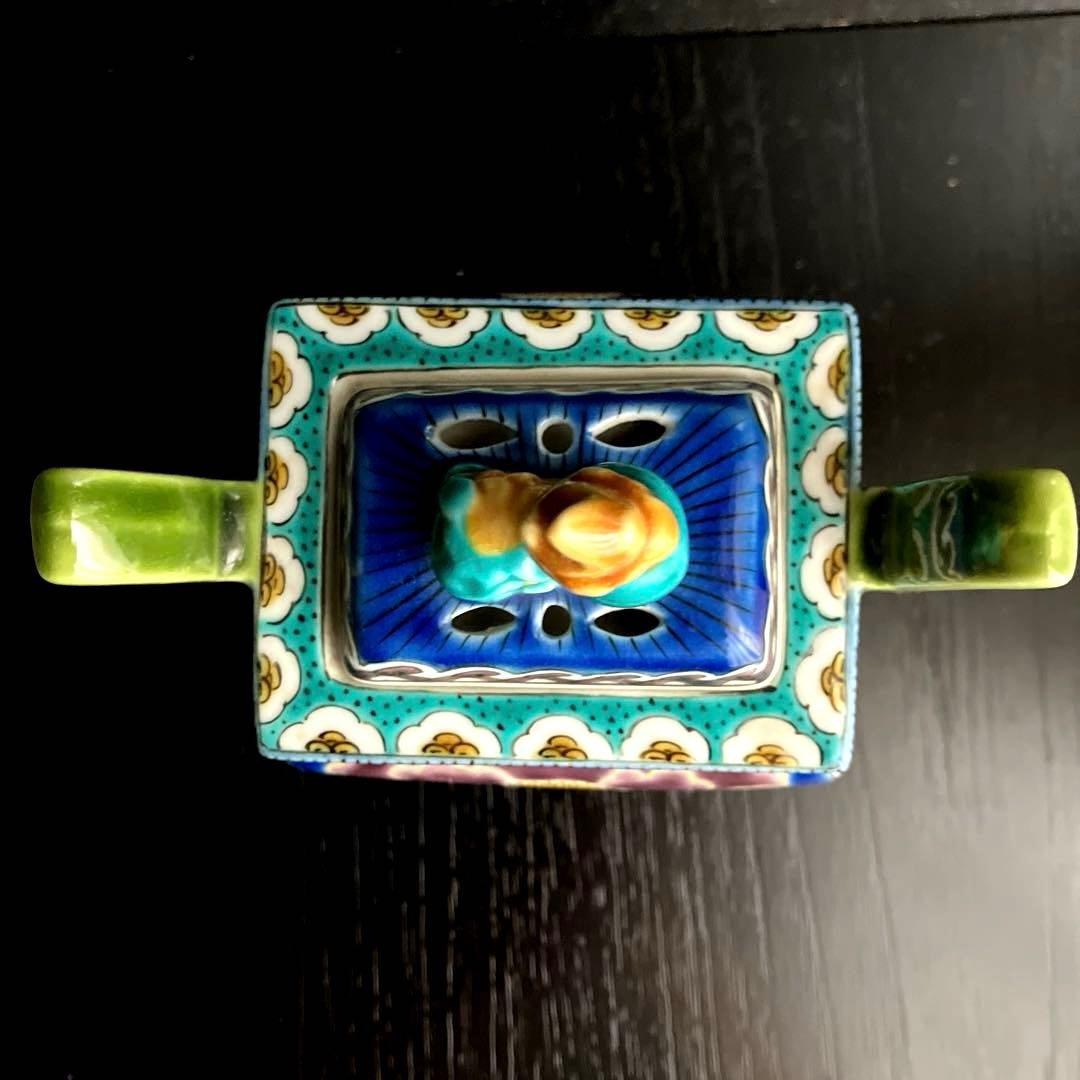 九谷焼香炉 牡丹紋香炉