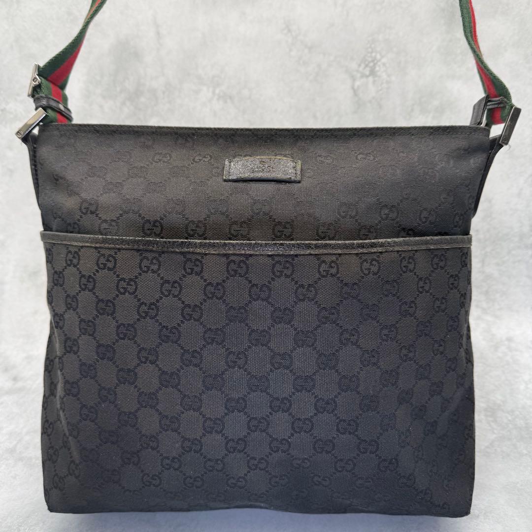 GUCCI グッチ ショルダーバッグ GG キャンバス シェリーライン ブラック