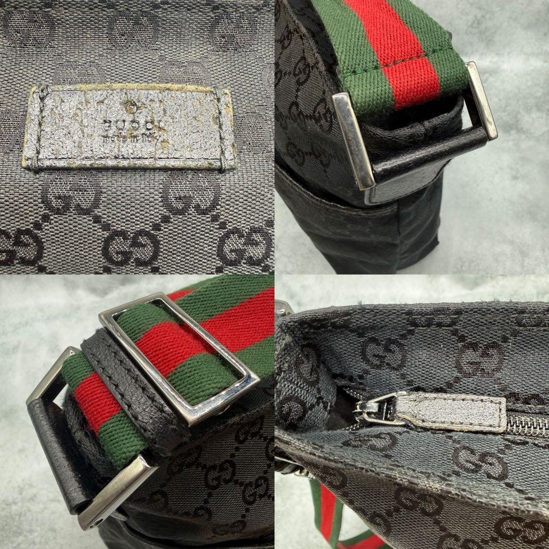 GUCCI グッチ ショルダーバッグ GG キャンバス シェリーライン ブラック