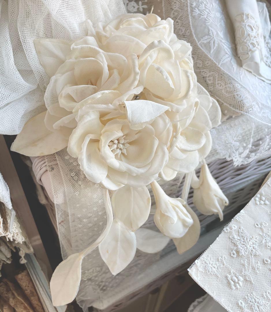 フランスアンティーク ヴィンテージ ブーケ 布花 - メルカリ