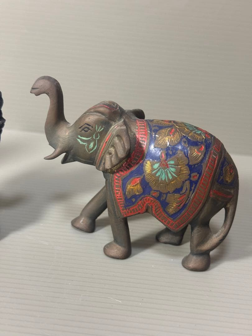 2097 銅製 花瓶1客 仏像1客 象置物1客