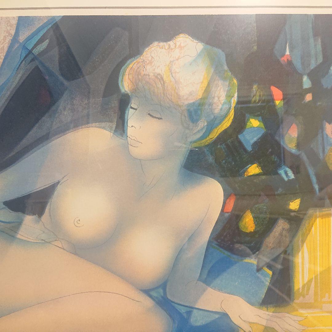 バラディエ「ベールの向こう」リトグラフ 直筆サイン・エディション 112/150