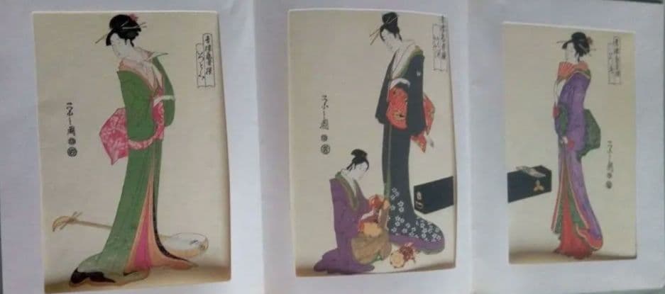 復刻木版画、昭和44年、歌麿4枚、国芳、国貞、広重、英泉、英山、