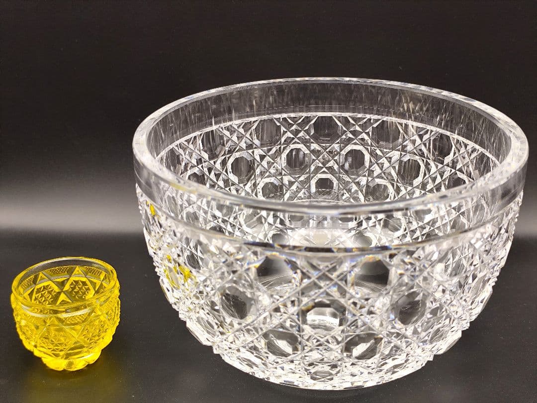 超希少品☆カガミクリスタル 大鉢 八角籠目紋（切子、江戸切子、薩摩