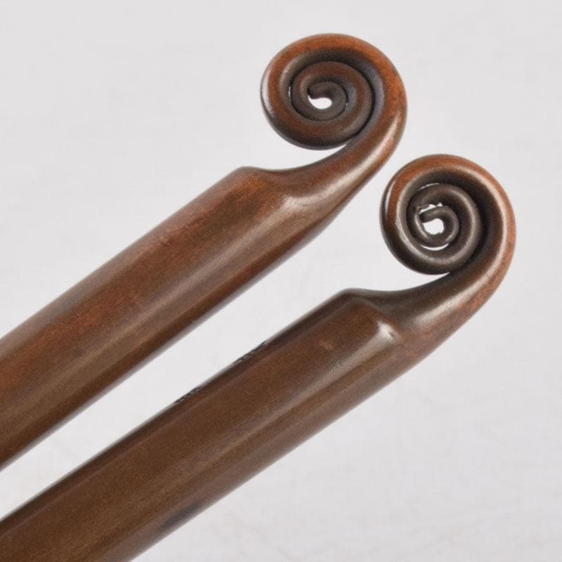 茶道具 御釜師 山口浄雄作 銅製 能斎好 渦頭火箸 共箱 V