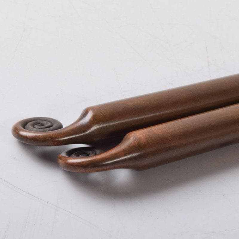 茶道具 御釜師 山口浄雄作 銅製 能斎好 渦頭火箸 共箱 V